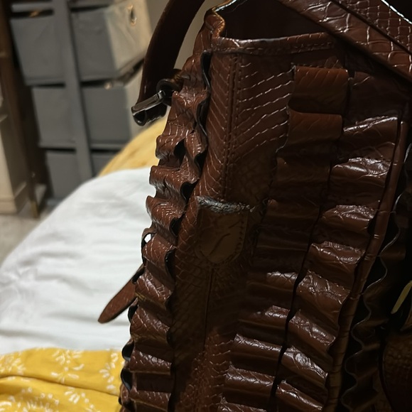Burberry Brown Ruffled Crocodile Lowry Hobo - Picture 5 of 9